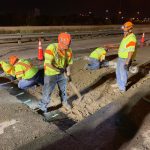 On-Demand Concrete team prepping road for CDOT rapid set concrete